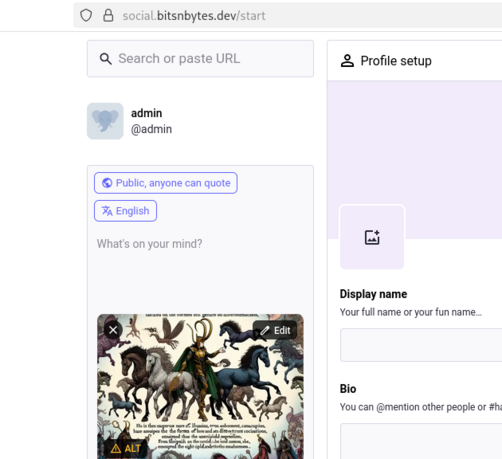 Screenshot of a Mastodon instance simply listing an uploaded image in the compose section to illustrate that it's working.
